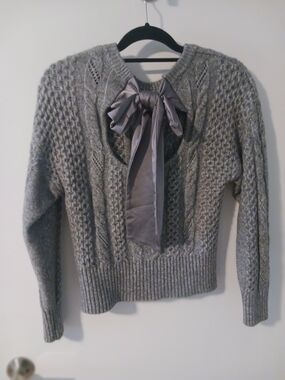 Express Gray Cable-Knit Sweater.